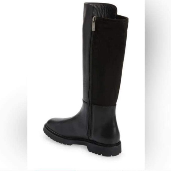AQUATALIA Weatherproof black leather winter boots knee high zipper side size 5.5 - Picture 2 of 10